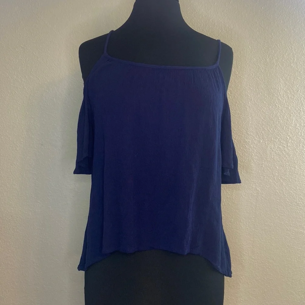 Navy off shoulder top, medium, one clothing